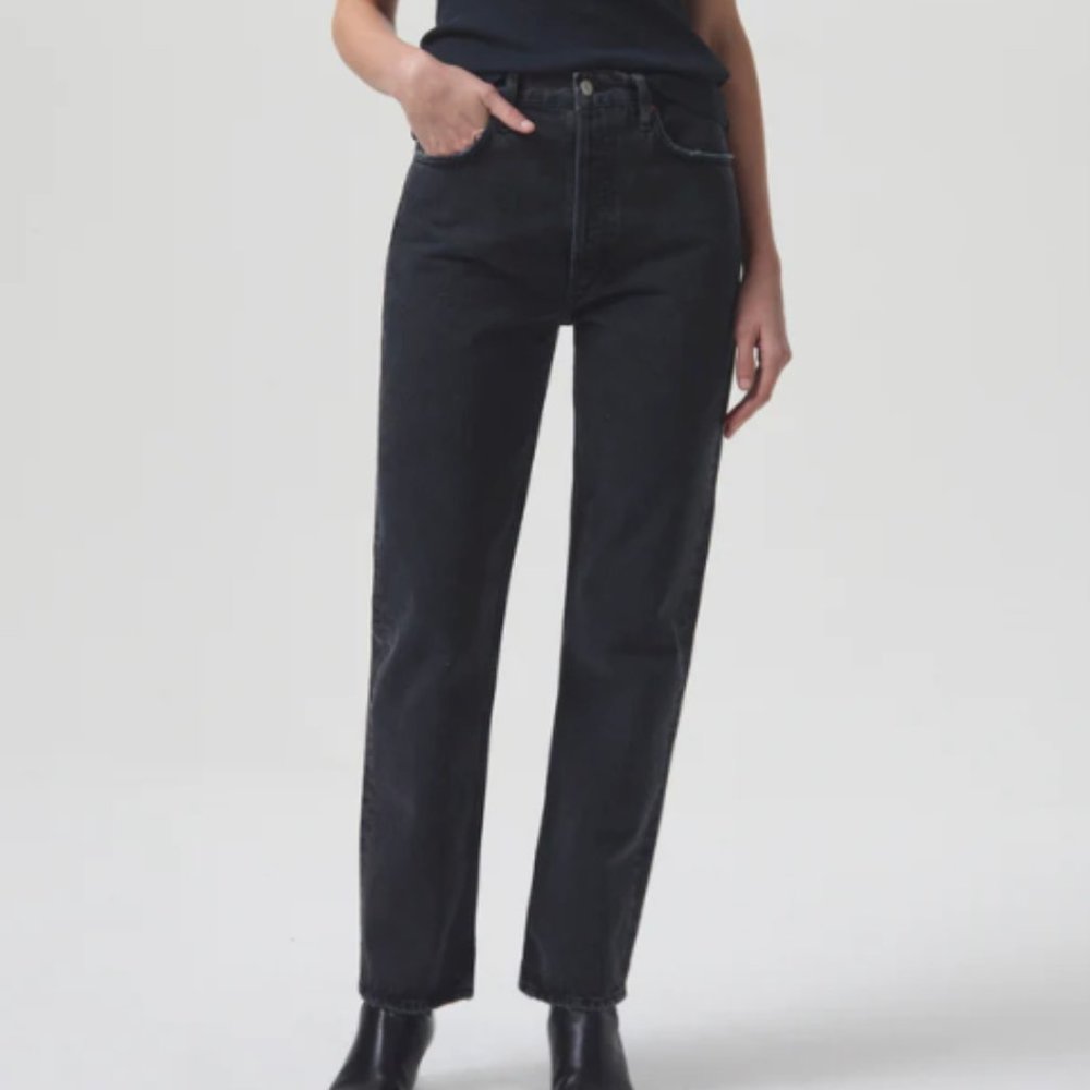 AGOLDE 90'S PINCH WAIST HIGH RISE STRAIGHT BLACK TEA size 33
